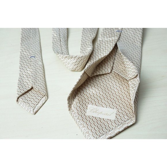 Chopard Gold Copper Fish Scale 100% Silk Tie MAde in France - Picture 7 of 8